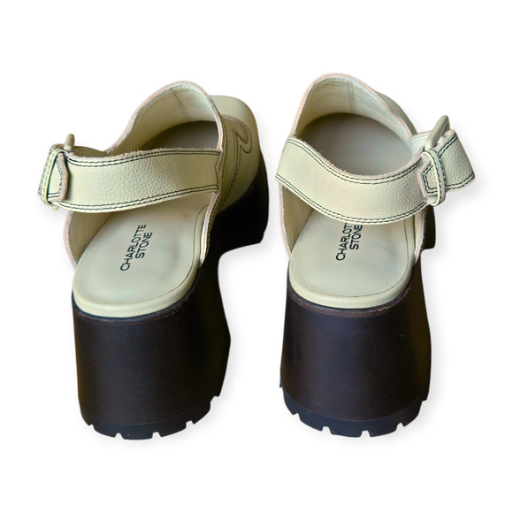 Charlotte Stone Oat Cream Loni Slingback Platform Clog Shoes Size 10 - Picture 6 of 8